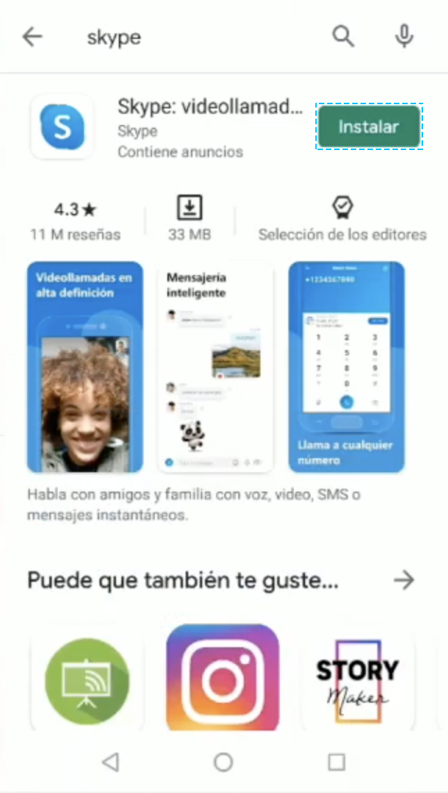 Descargar e instalar Skype en dispositivos Android